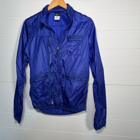 Nike Blue Lightweight packable running jacket with zipper hood small - Picture 2 of 9